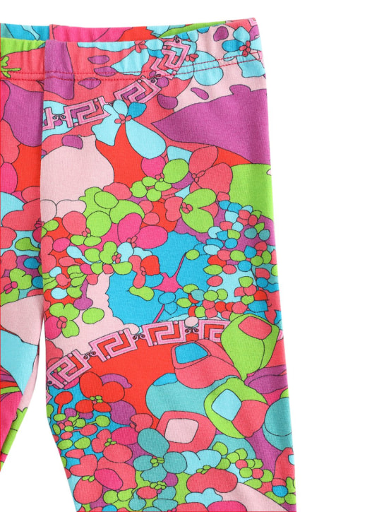 Versace: Flowers print cotton jersey leggings - Multicolor - kids-girls_1 | Luisa Via Roma