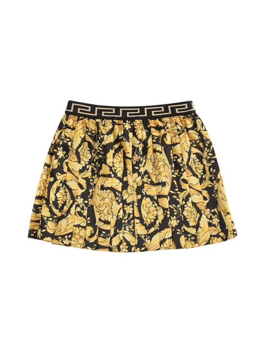 Versace: Minifalda de sarga estampada - Negro/Dorado - kids-girls_0 | Luisa Via Roma
