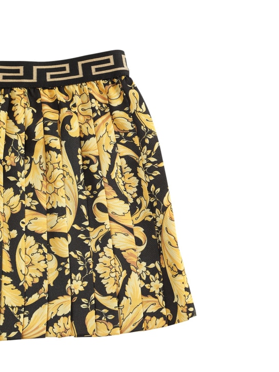 Versace: Barocco print pleated twill mini skirt - Black/Gold - kids-girls_1 | Luisa Via Roma