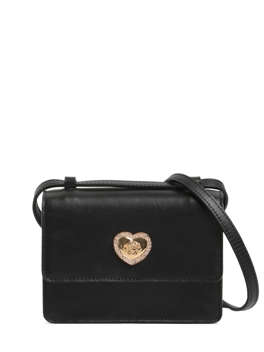 Versace: Leather shoulder bag w/ Medusa detail - Siyah - kids-girls_0 | Luisa Via Roma