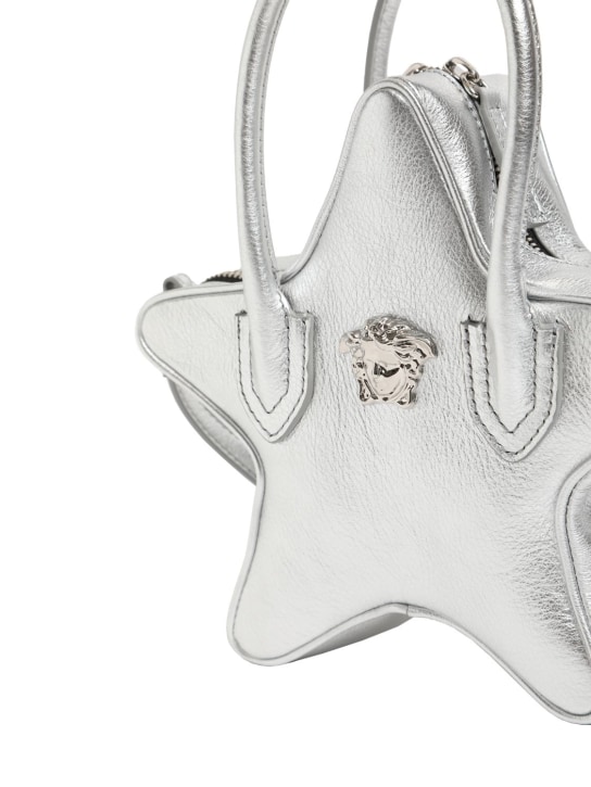 Versace: Star laminated leather handbag - Silver - kids-girls_1 | Luisa Via Roma