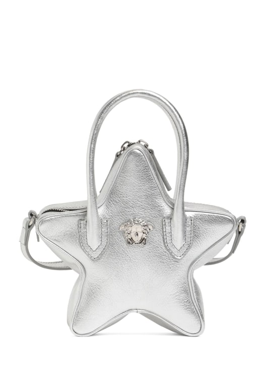 Versace: Star laminated leather handbag - Silver - kids-girls_0 | Luisa Via Roma