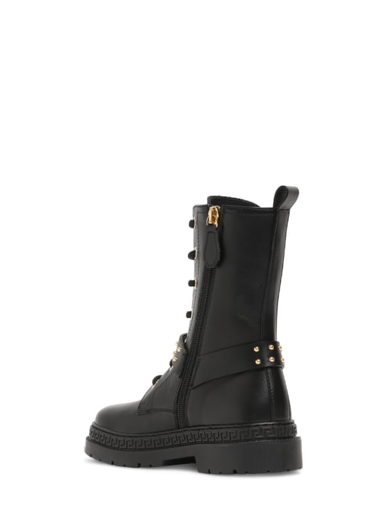 Versace: Biker leather boots - Siyah - kids-girls_1 | Luisa Via Roma