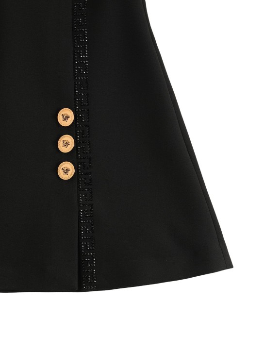 Versace: Vestido cady con decoraciones sin mangas - Negro - kids-girls_1 | Luisa Via Roma