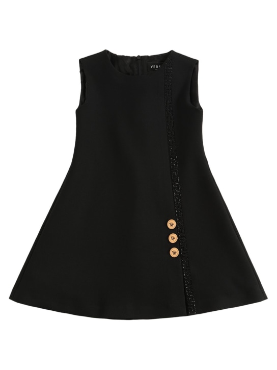 Versace: Vestido cady con decoraciones sin mangas - Negro - kids-girls_0 | Luisa Via Roma