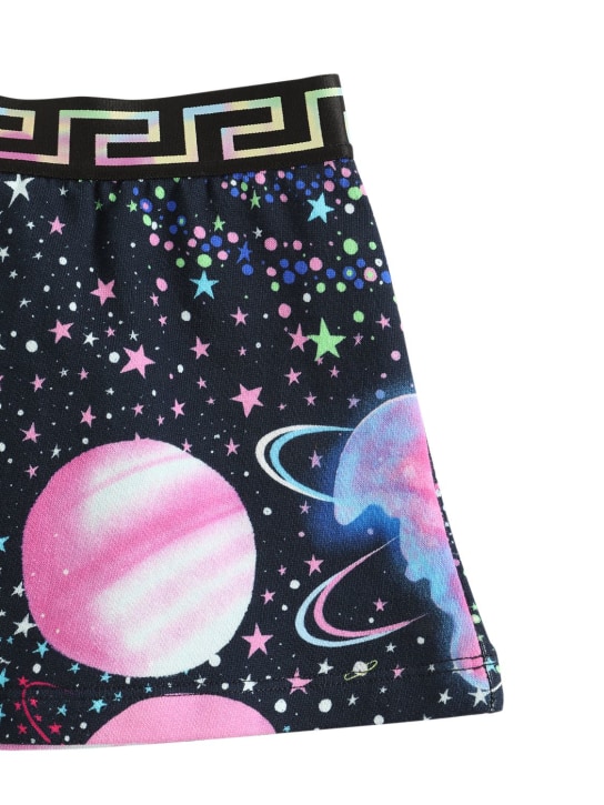 Versace: Galaxy print cotton mini skirt - Multicolor - kids-girls_1 | Luisa Via Roma