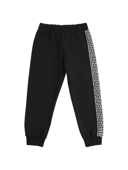 Versace: Pantalones deportivos de algodón estampados - Negro - kids-boys_0 | Luisa Via Roma