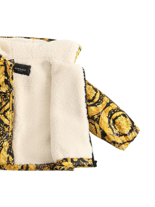 Versace: Barocco print padded nylon jacket - Black/Gold - kids-girls_1 | Luisa Via Roma