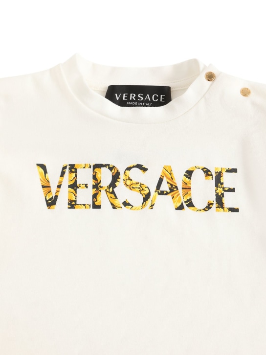 Versace: Logo print cotton jersey t-shirt - White - kids-boys_1 | Luisa Via Roma
