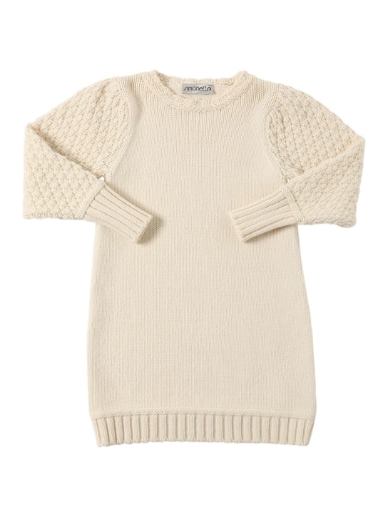 Simonetta: Wool blend cable knit dress - Ivory - kids-girls_0 | Luisa Via Roma