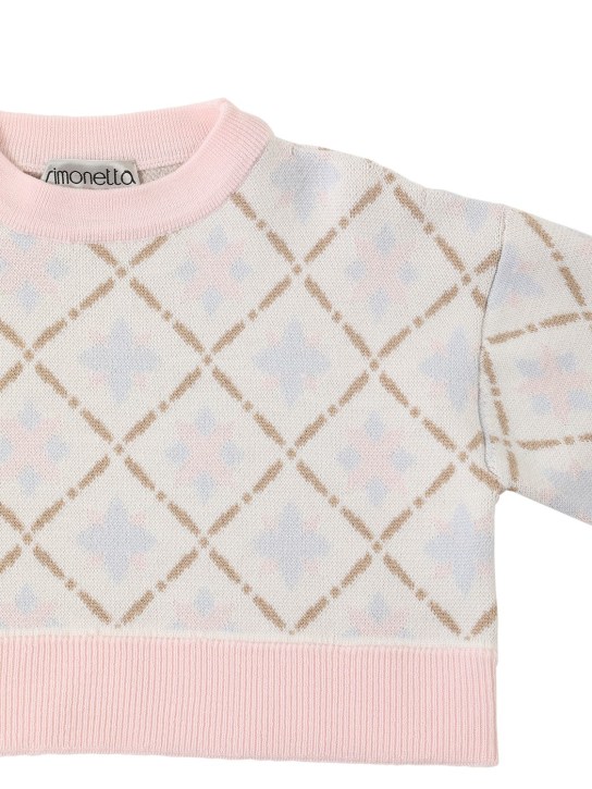 Simonetta: Printed wool cropped sweater - Renkli - kids-girls_1 | Luisa Via Roma