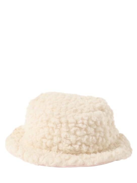 Simonetta: Faux teddy & wool bucket hat - Ivory - kids-girls_0 | Luisa Via Roma