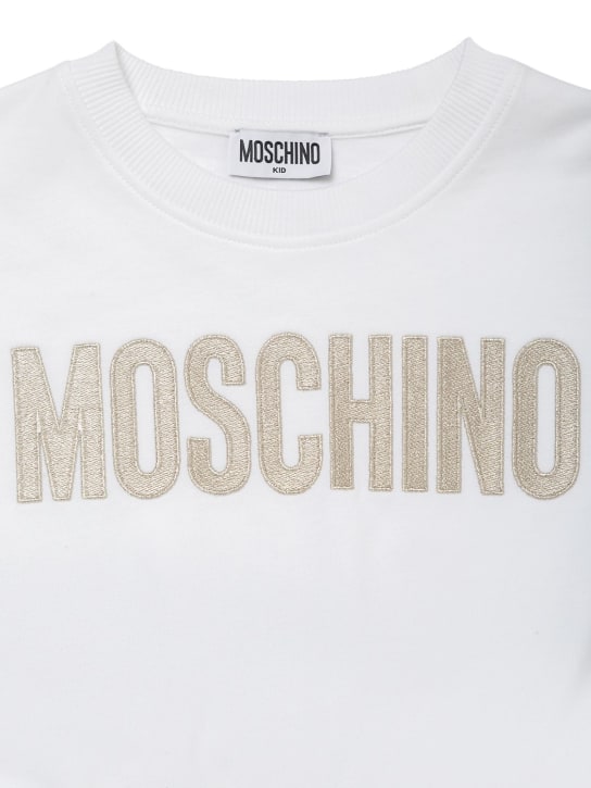 Moschino: Logo印花短款棉质卫衣 - 白色 - kids-girls_1 | Luisa Via Roma