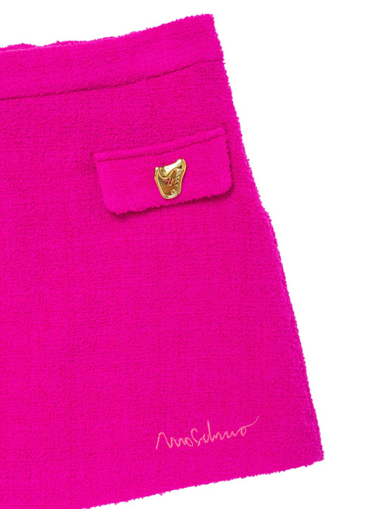 Moschino: Falda de bouclé con logo - Fucsia - kids-girls_1 | Luisa Via Roma