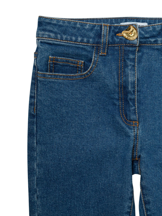 Moschino: Jeans de denim de algodón bordados - Denim - kids-girls_1 | Luisa Via Roma