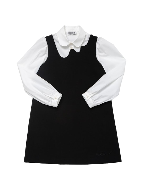 Moschino: コットンブレンドシャツ＆ワンピース - ブラック/ホワイト - kids-girls_0 | Luisa Via Roma