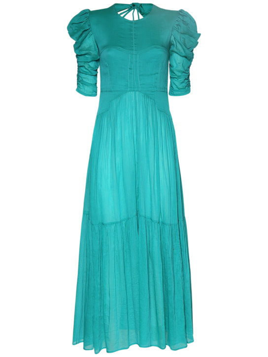Isabel Marant: Bealisa ruched cotton silk maxi dress - Emerald - women_0 | Luisa Via Roma
