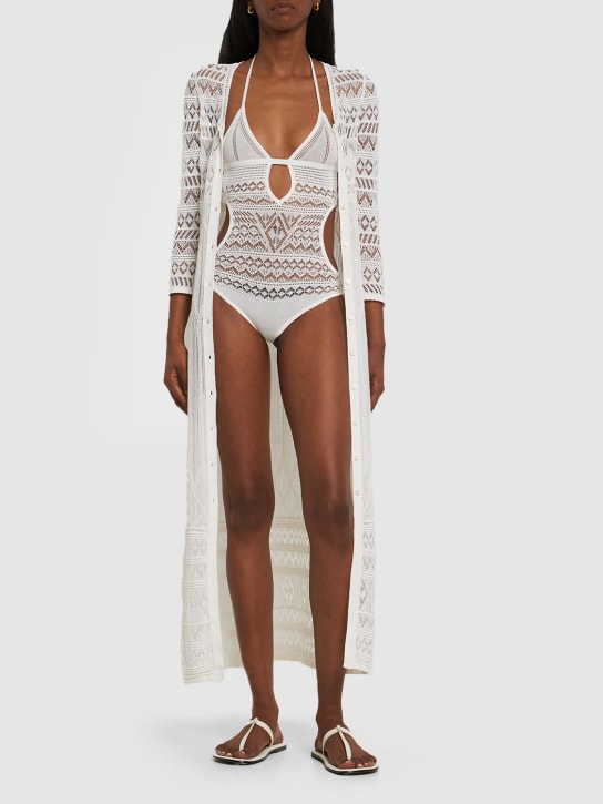 Isabel Marant: Body en crochet de coton Adema - Blanc - women_1 | Luisa Via Roma
