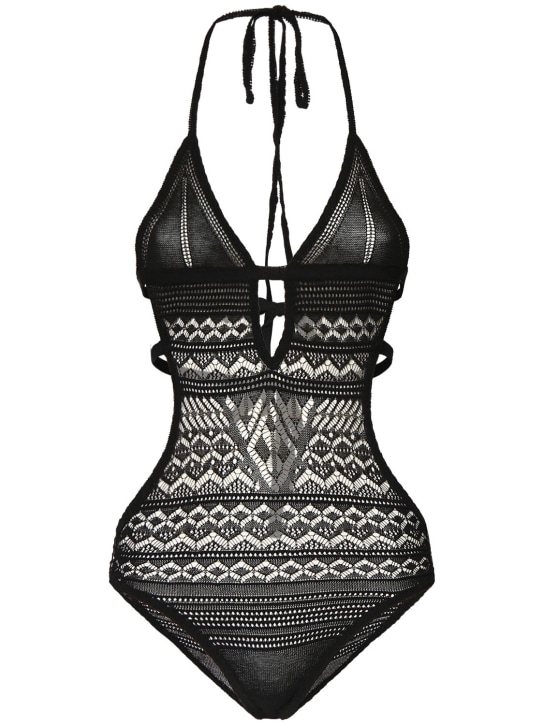 Isabel Marant: Body de algodón crochet - Negro - women_0 | Luisa Via Roma