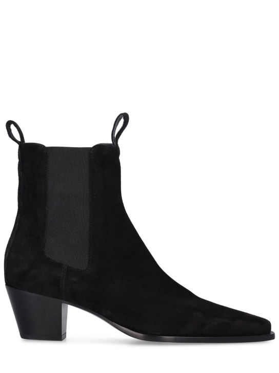 Toteme: 50mm The City suede ankle boots - Black - women_0 | Luisa Via Roma