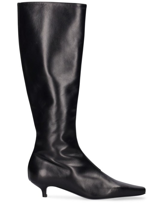 Toteme: Botas altas de piel 35mm - Negro - women_0 | Luisa Via Roma