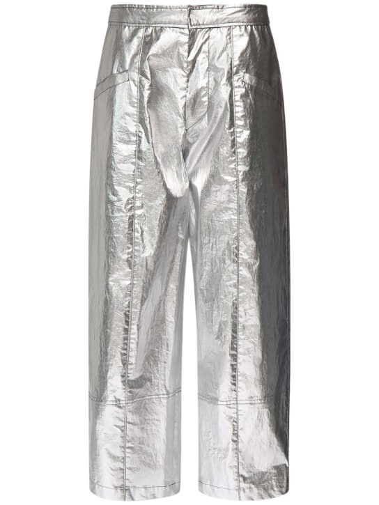Isabel Marant: Pantalones de algodón metalizado - Plata - women_0 | Luisa Via Roma