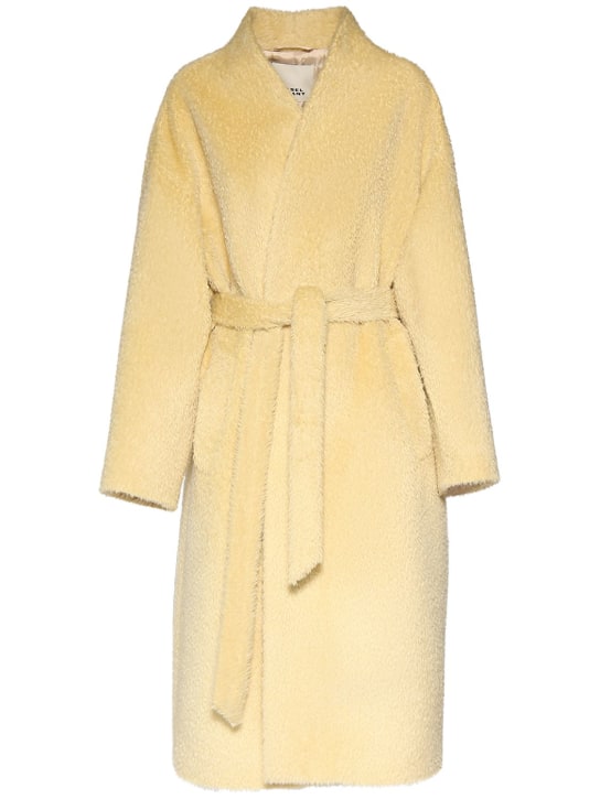 Isabel Marant: Caliste self-tie alpaca blend long coat - Light Yellow - women_0 | Luisa Via Roma