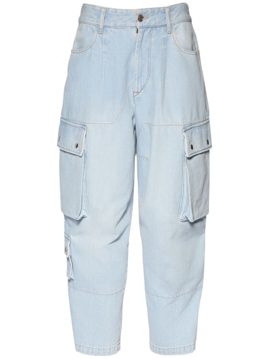 Isabel Marant: Elore cotton wide pants w/ patch pockets - Light Blue - women_0 | Luisa Via Roma