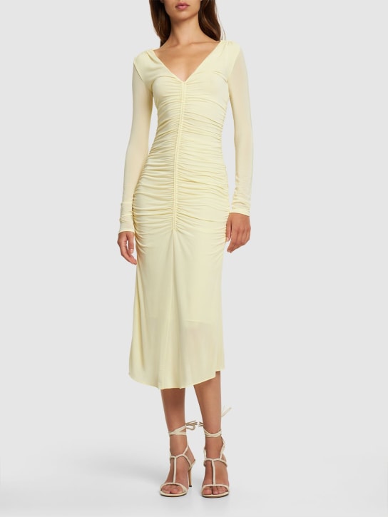Isabel Marant: Laly long sleeve viscose maxi dress - Light Yellow - women_1 | Luisa Via Roma