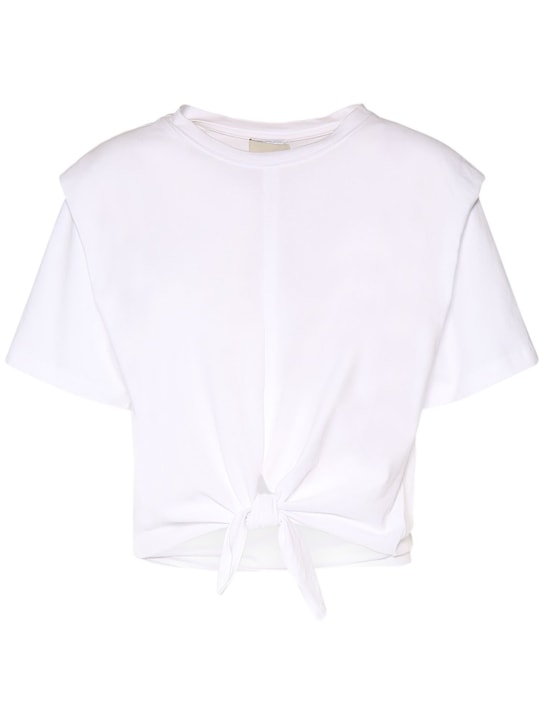 Isabel Marant: Zelikia self-tie cotton t-shirt - White - women_0 | Luisa Via Roma