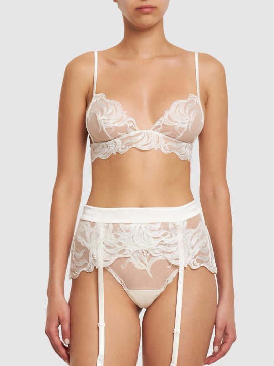 La Perla: Piume d'Amore蕾丝吊袜带 - 白色 - women_1 | Luisa Via Roma