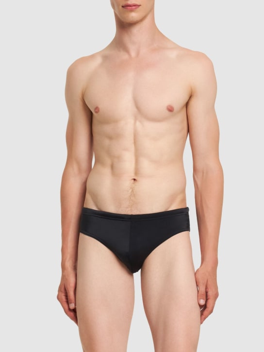 Dsquared2: Logo泳裤 - 黑色/白色 - men_1 | Luisa Via Roma