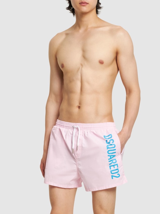 Dsquared2: Logo midi swim shorts - Pink/Blue - men_1 | Luisa Via Roma