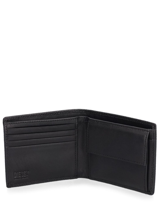 Diesel: Oval-D leather billfold wallet - Black - men_2 | Luisa Via Roma