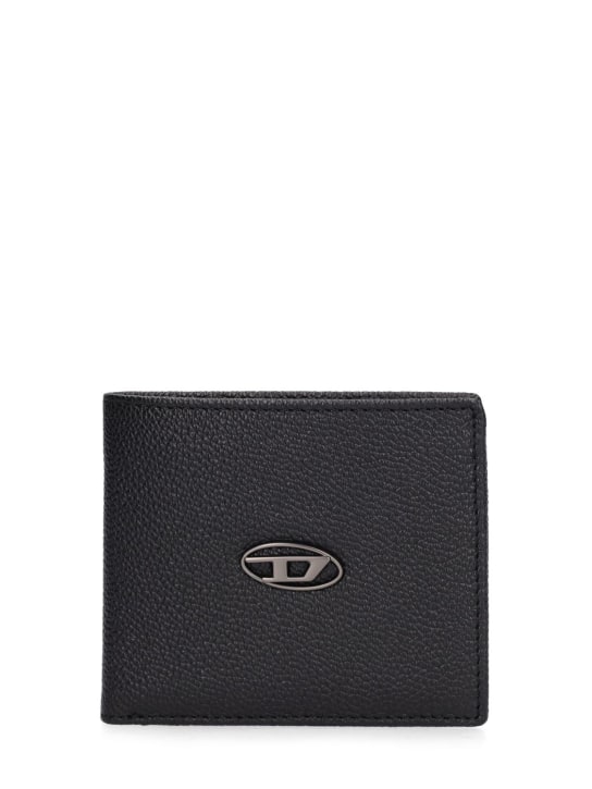 Diesel: Oval-D leather billfold wallet - Black - men_0 | Luisa Via Roma