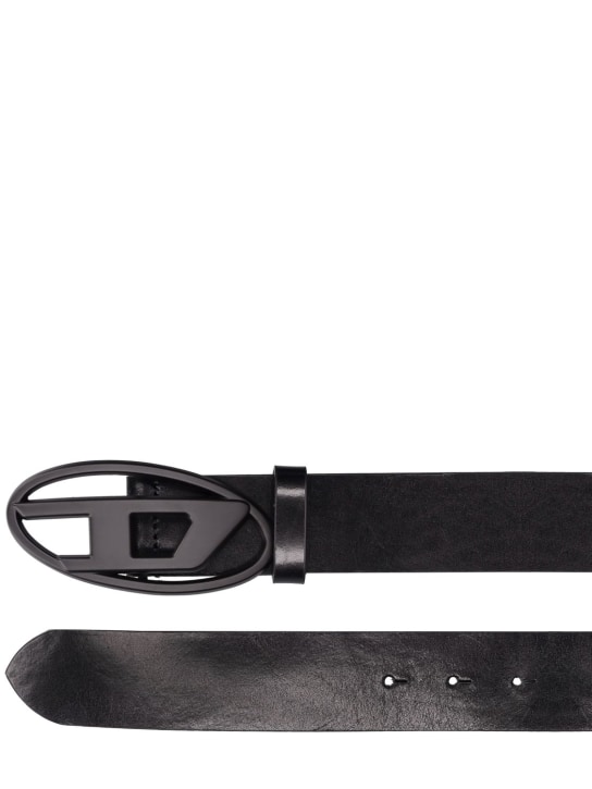 Diesel: 3.9cm Oval-D leather belt - Black - men_2 | Luisa Via Roma