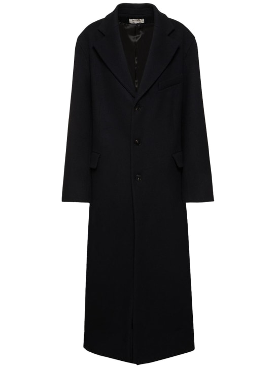 Gauchere: Single breast wool twill long coat - Black - women_0 | Luisa Via Roma