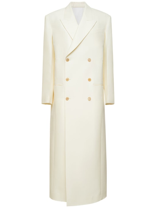 The Row: Catena wool & silk twill long coat - Ivory - women_0 | Luisa Via Roma