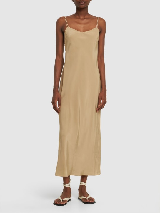 The Row: Clarabella silk blend satin slip dress - Faded Beige - women_1 | Luisa Via Roma