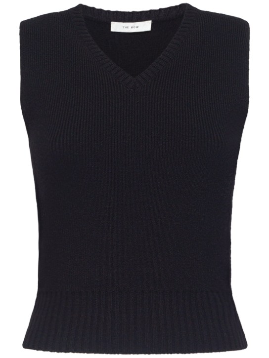 The Row: Comi cashmere blend knit vest - Siyah - women_0 | Luisa Via Roma