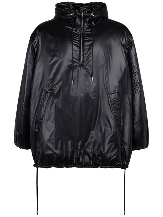 Saint Laurent: Cassandre nylon rain coat - Black - men_0 | Luisa Via Roma