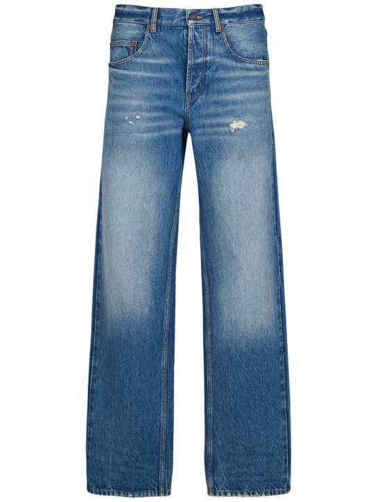 Saint Laurent: Jeans baggy de denim de algodón - Azul - men_0 | Luisa Via Roma