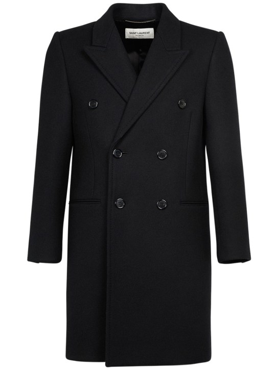 Saint Laurent: Diagonale 50s wool coat - Siyah - men_0 | Luisa Via Roma