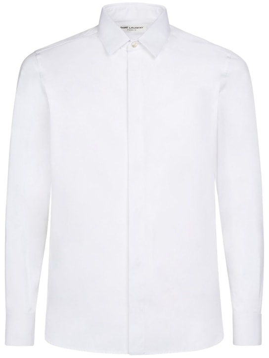 Saint Laurent: Cotton poplin shirt - White - men_0 | Luisa Via Roma