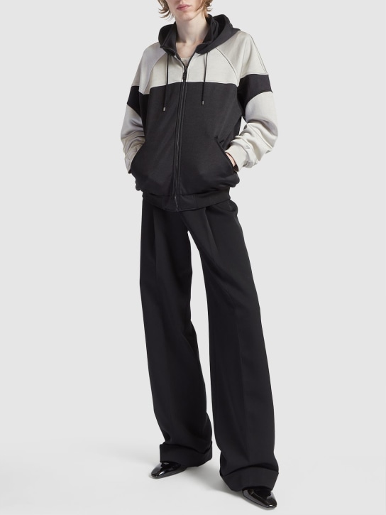 Saint Laurent: Cotton blend zip hoodie - Black/White - men_1 | Luisa Via Roma