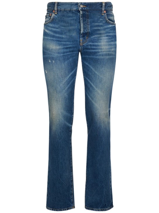Saint Laurent: Relaxed straight cotton denim jeans - Mavi - men_0 | Luisa Via Roma