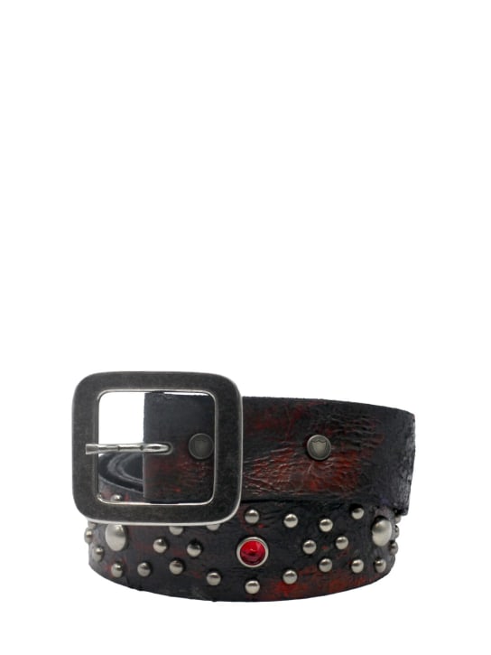 HTC Los Angeles: Cinturón de piel con tachuelas 4cm - Negro/Rojo - men_0 | Luisa Via Roma