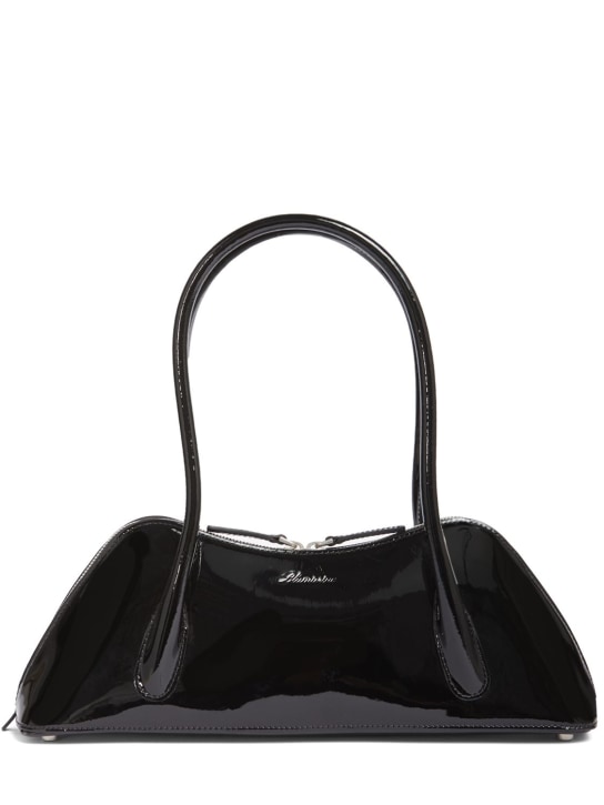 Blumarine: Regular Bugatti leather shoulder bag - Siyah - women_0 | Luisa Via Roma