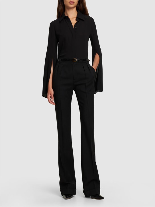Michael Kors Collection: Camisa de georgette de seda - Negro - women_1 | Luisa Via Roma