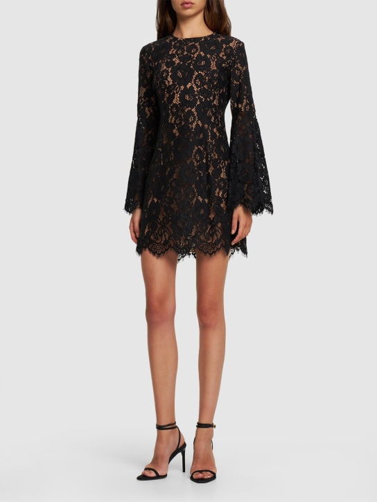 Michael Kors Collection: Floral lace cotton blend mini dress - Black - women_1 | Luisa Via Roma